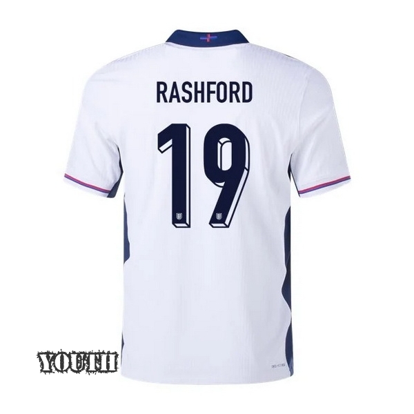 2024 England Marcus Rashford Home Youth Soccer Jersey