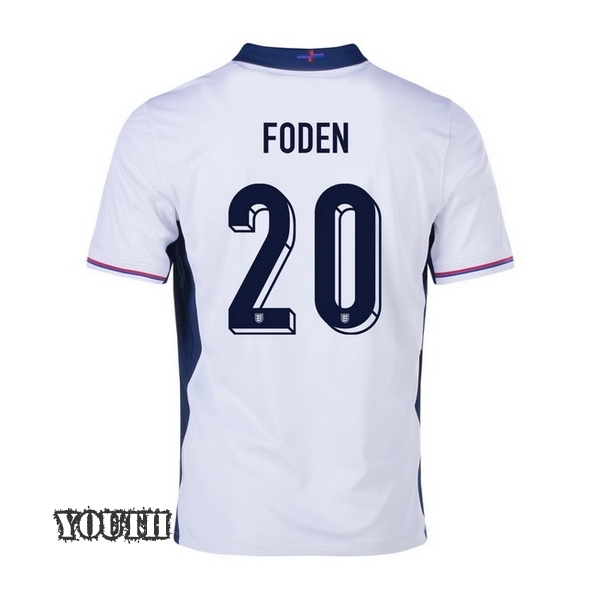 2024 England Phil Foden Home Youth Soccer Jersey