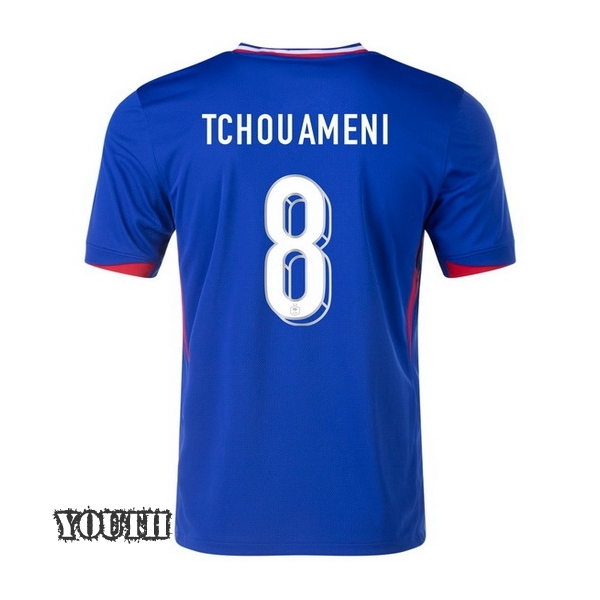 2024 France Aurelien Tchouameni Home Youth Soccer Jersey