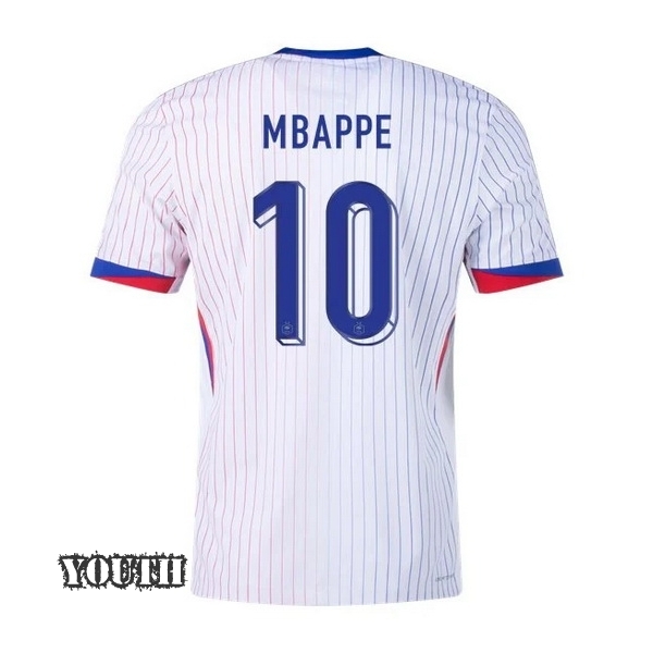 2024 France Kylian Mbappe Away Youth Soccer Jersey