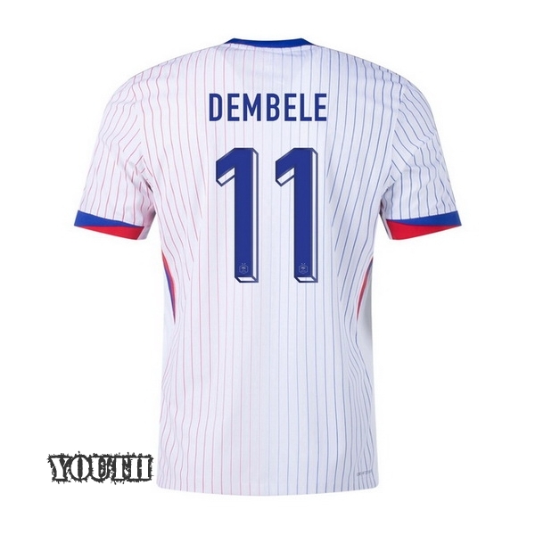2024 France Ousmane Dembele Away Youth Soccer Jersey