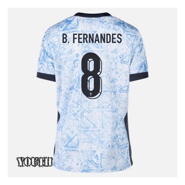 2024 Portugal Bruno Fernandes Away Youth Soccer Jersey