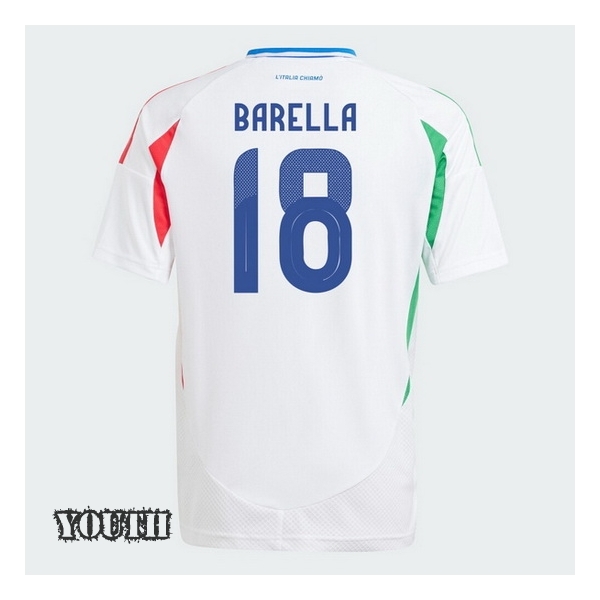 2024 Italy Nicolo Barella Away Youth Soccer Jersey
