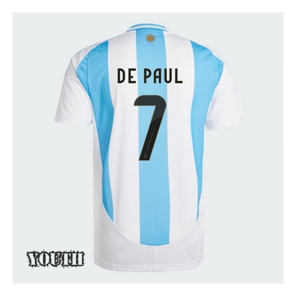 2024 Argentina Rodrigo de Paul Home Youth Soccer Jersey