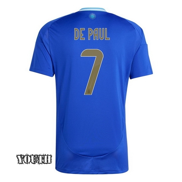 2024 Argentina Rodrigo de Paul Away Youth Soccer Jersey