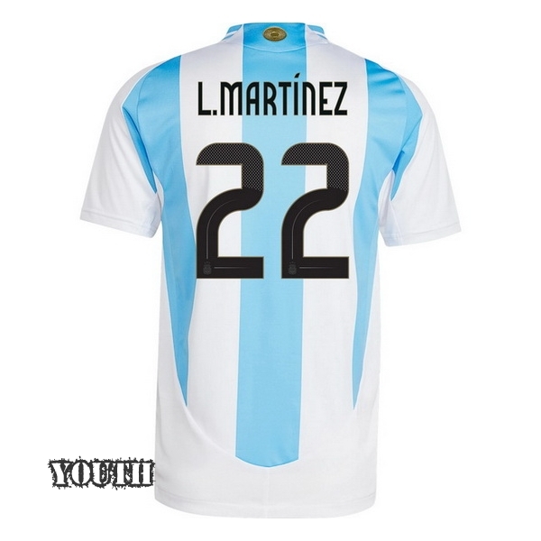 2024 Argentina Lautaro Martinez Home Youth Soccer Jersey