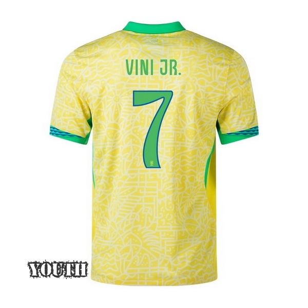 2024 Brazil Vinicius Junior Home Youth Soccer Jersey