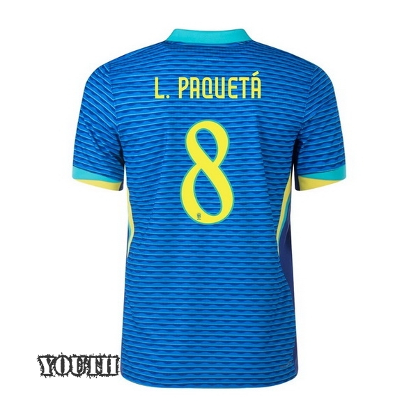 2024 Brazil Lucas Paqueta Away Youth Soccer Jersey