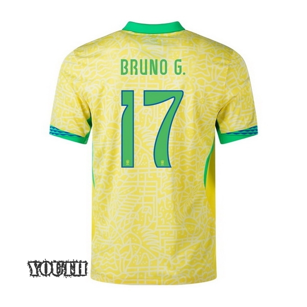 2024 Brazil Bruno Guimaraes Home Youth Soccer Jersey