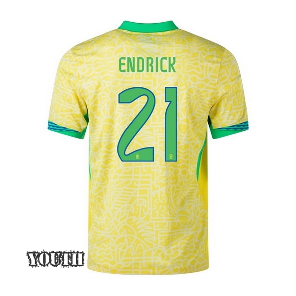 2024 Brazil Endrick Home Youth Soccer Jersey