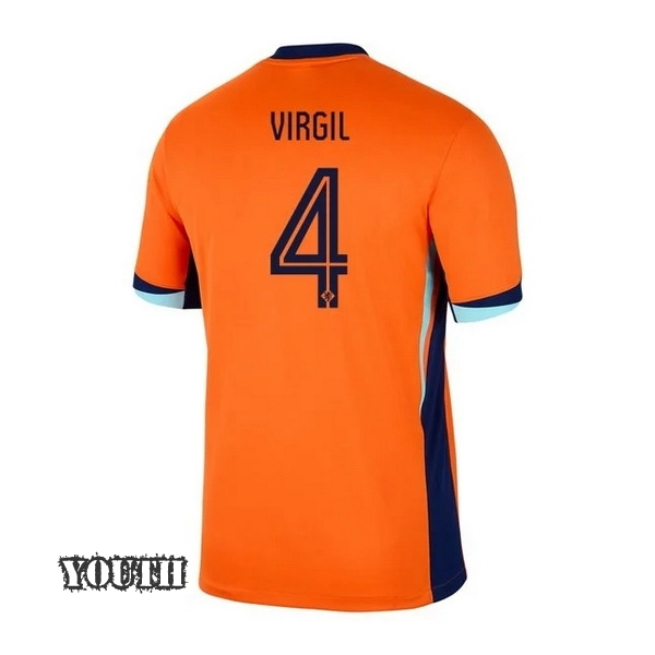 2024 Netherlands Virgil Van Dijk Home Youth Soccer Jersey