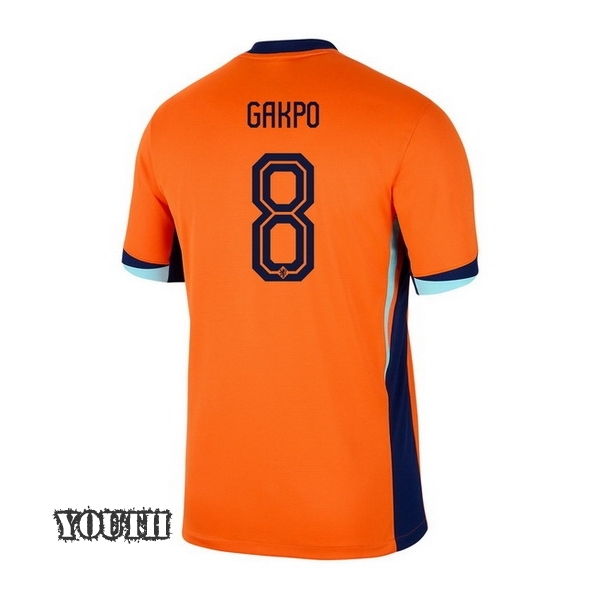 2024 Netherlands Cody Gakpo Home Youth Soccer Jersey