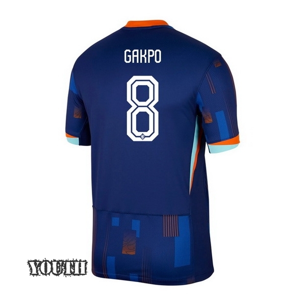 2024 Netherlands Cody Gakpo Away Youth Soccer Jersey