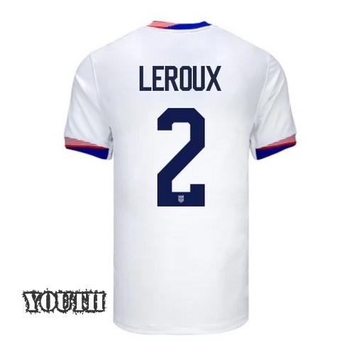 2024 USA Sydney Leroux Home Youth Soccer Jersey