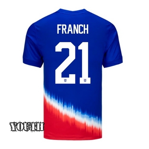 2024 USA Adrianna Franch Away Youth Soccer Jersey