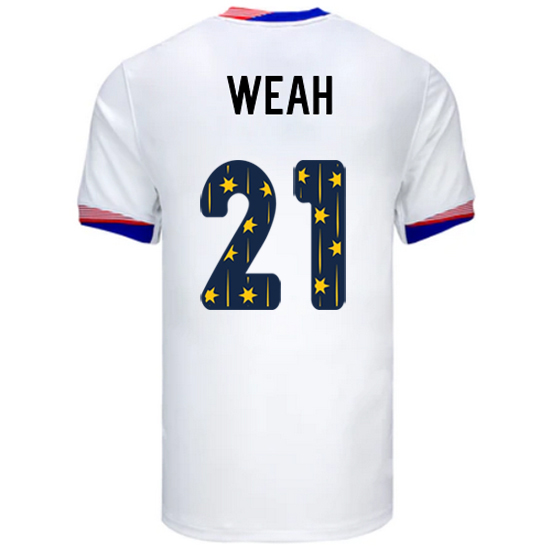 24/25 USA Tim Weah Home Men's Jersey Stars Number