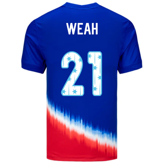 24/25 USA Tim Weah Away Men's Jersey Stars Number