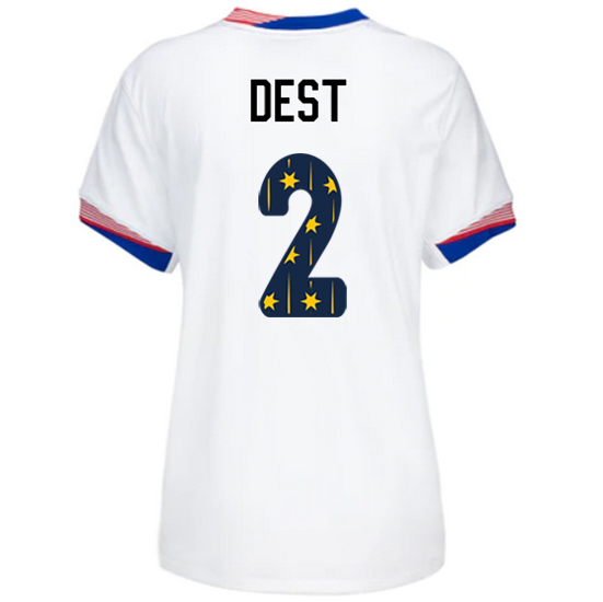 24/25 USA Sergino Dest Home Women's Jersey Stars Number