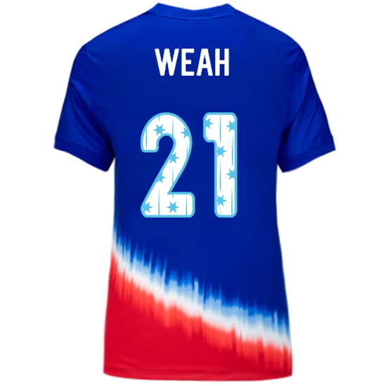 24/25 USA Tim Weah Away Women's Jersey Stars Number