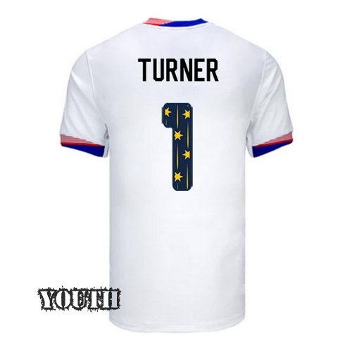 24/25 USA Matt Turner Home Youth Jersey Stars Number