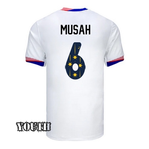 24/25 USA Yunus Musah Home Youth Jersey Stars Number