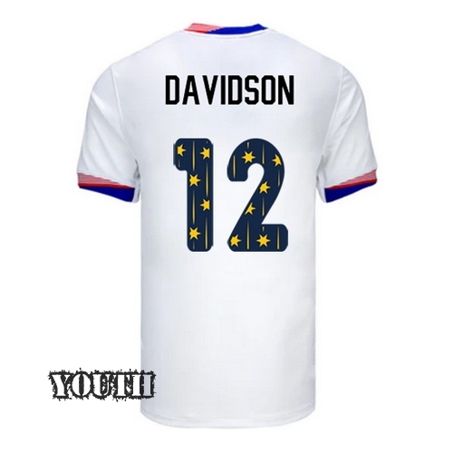 24/25 USA Tierna Davidson Home Youth Jersey Stars Number