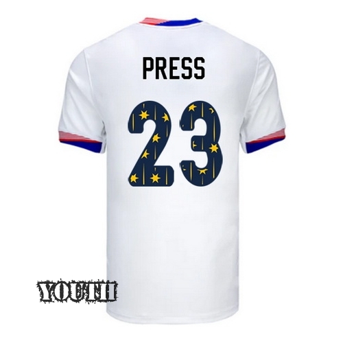 24/25 USA Christen Press Home Youth Jersey Stars Number