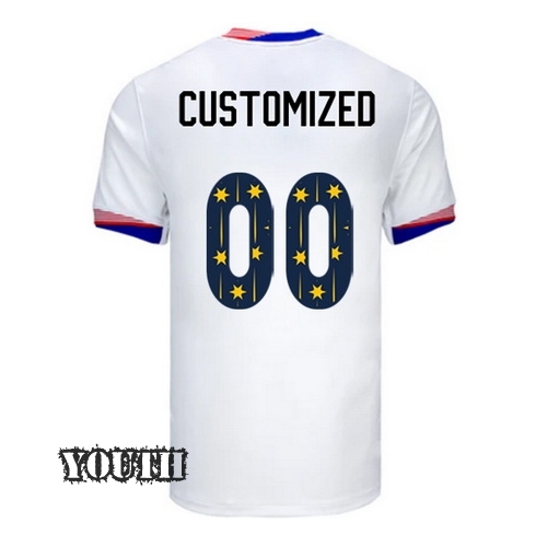24/25 USA Customized Home Youth Jersey Stars Number