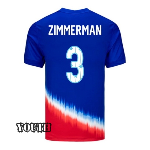 24/25 USA Walker Zimmerman Away Youth Jersey Stars Number
