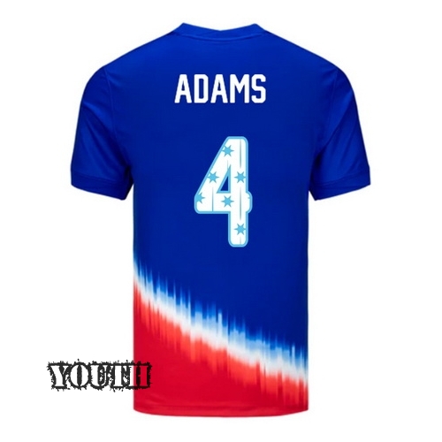24/25 USA Tyler Adams Away Youth Jersey Stars Number