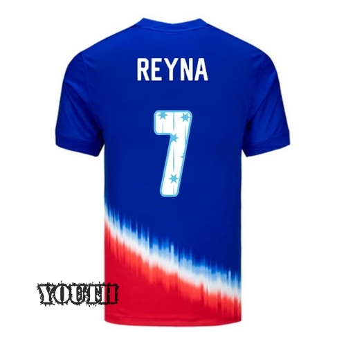24/25 USA Giovanni Reyna Away Youth Jersey Stars Number