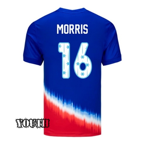 24/25 USA Jordan Morris Away Youth Jersey Stars Number