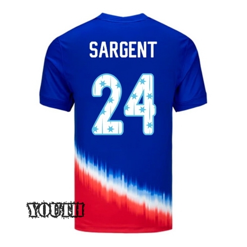 24/25 USA Josh Sargent Away Youth Jersey Stars Number