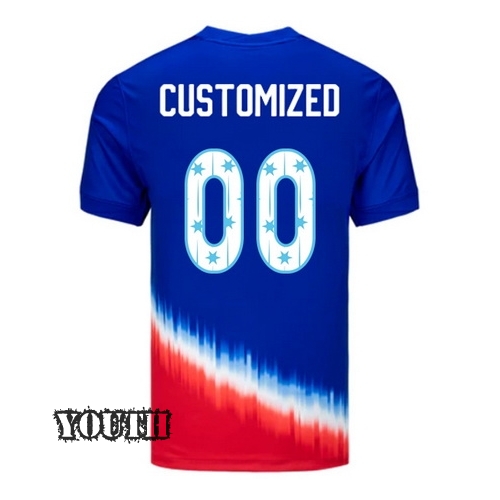 24/25 USA Customized Away Youth Jersey Stars Number